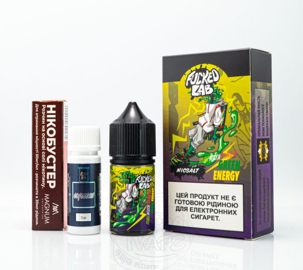 Рідина Fucked Platinum Salt Green Energy 30ml 0mg зі смаком лаймово-яблучного енергетика (набір компонентів)