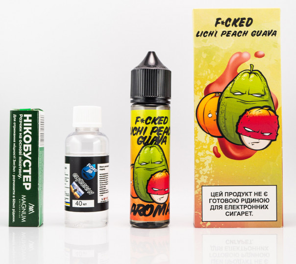 Рідина Fucked Organic Lichi Peach Guava 60ml 3mg зі смаком лічі, персика та гуави (набір компонентів)