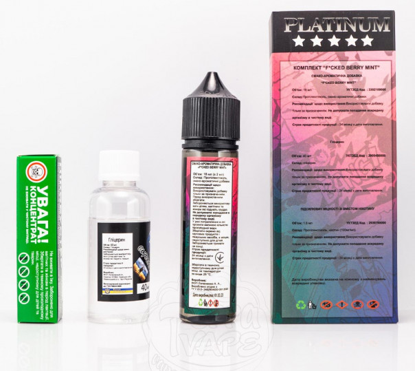 Рідина Fucked Platinum Organic Berry Mint 60ml 3mg зі смаком ягід із м'ятою (набір компонентів) Рідина Fucked Platinum Organic Berry Mint 60ml 3mg зі смаком ягід із м'ятою (набір компонентів)