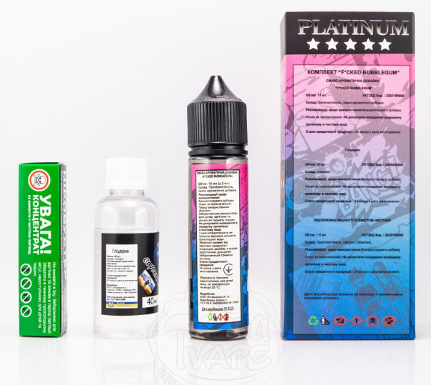 Рідина Fucked Platinum Organic Bubblegum 60ml 3mg зі смаком жуйки (набір компонентів)