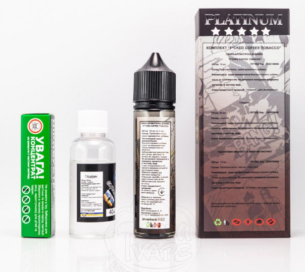 Рідина Fucked Platinum Organic Coffee Tobacco 60ml 3mg зі смаком тютюну з кавою (набір компонентів) Рідина Fucked Platinum Organic Coffee Tobacco 60ml 3mg зі смаком тютюну з кавою (набір компонентів)
