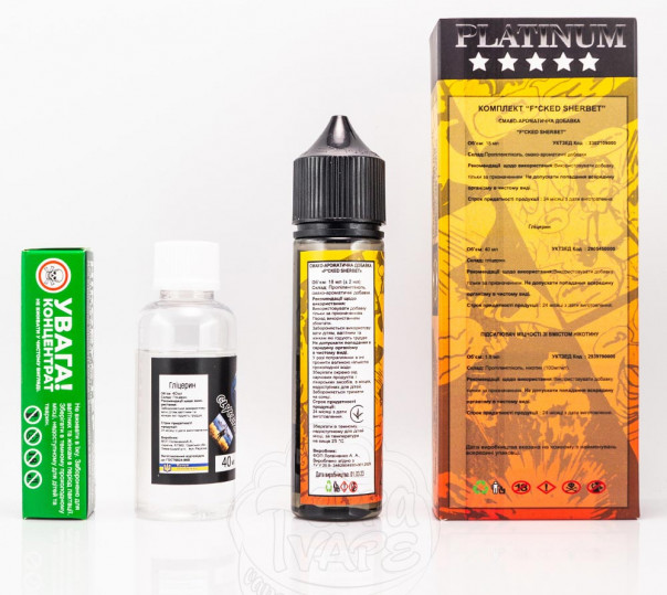 Рідина Fucked Platinum Organic Sherbet 60ml 0mg зі смаком щербету (набір компонентів)