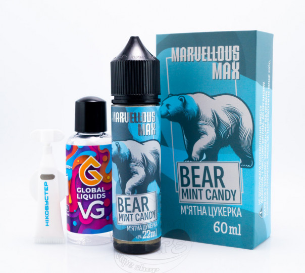 Жидкость Marvellous Max Organic Bear Mint Candy 60ml 3mg со вкусом мятной конфеты (набор компонентов)