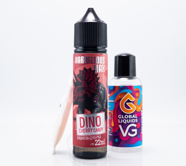 Жидкость Marvellous Max Organic Dino Cherry Candy 60ml 3mg со вкусом вишневых конфет (набор компонентов)