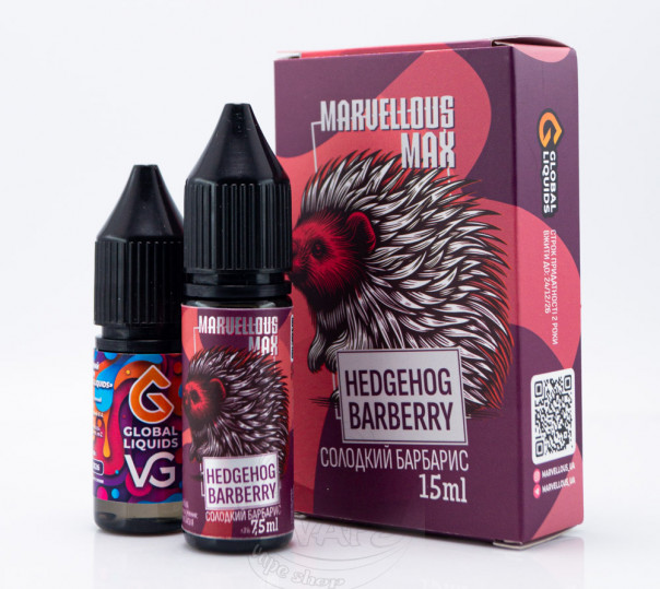 Рідина Marvellous Max Salt Hedgehog Barberry 15ml 50mg зі смаком барбарису (набір компонентів)