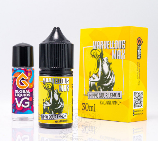 Рідина Marvellous MAX Salt Hippo Sour Lemon 30ml 65mg зі смаком лимону (набір компонентів)
