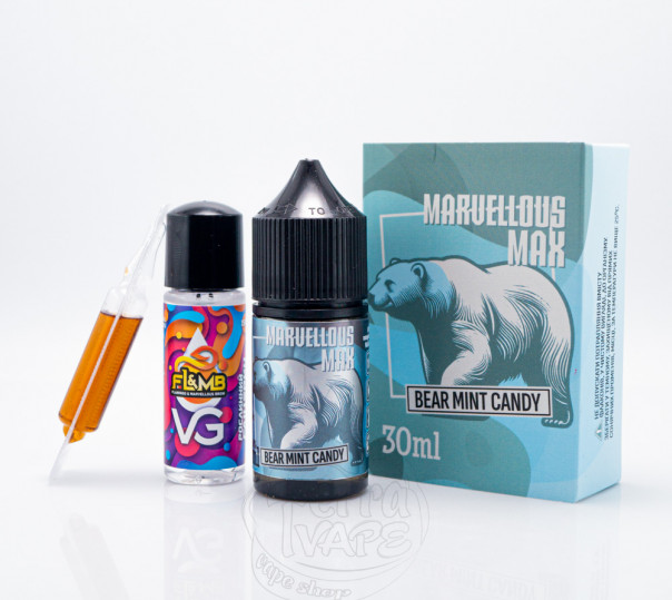 Рідина Marvellous MAX Salt Bear Mint Candy 30ml 50mg зі смаком м'ятної цукерки (набір компонентів) Рідина Marvellous MAX Salt Bear Mint Candy 30ml 50mg зі смаком м'ятної цукерки (набір компонентів)