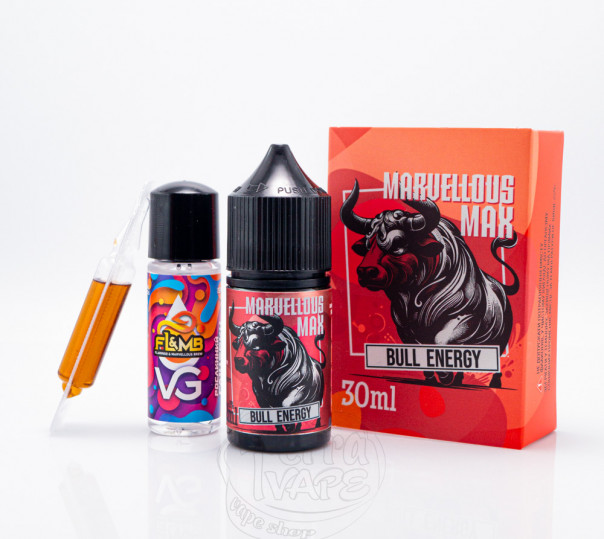 Рідина Marvellous MAX Salt Bull Energy 30ml 50mg зі смаком енергетика (набір компонентів)