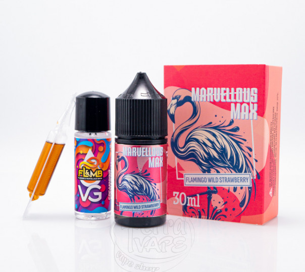 Рідина Marvellous MAX Salt Flamingo Wild Strawberry 30ml 65mg зі смаком суниці (набір компонентів) Рідина Marvellous MAX Salt Flamingo Wild Strawberry 30ml 65mg зі смаком суниці (набір компонентів)
