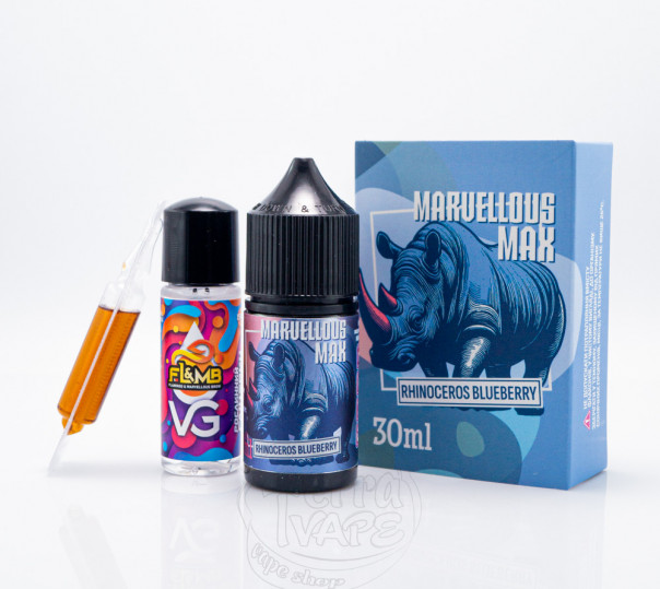 Рідина Marvellous MAX Salt Rhinoceros Blueberry 30ml 50mg зі смаком чорниці (набір компонентів)