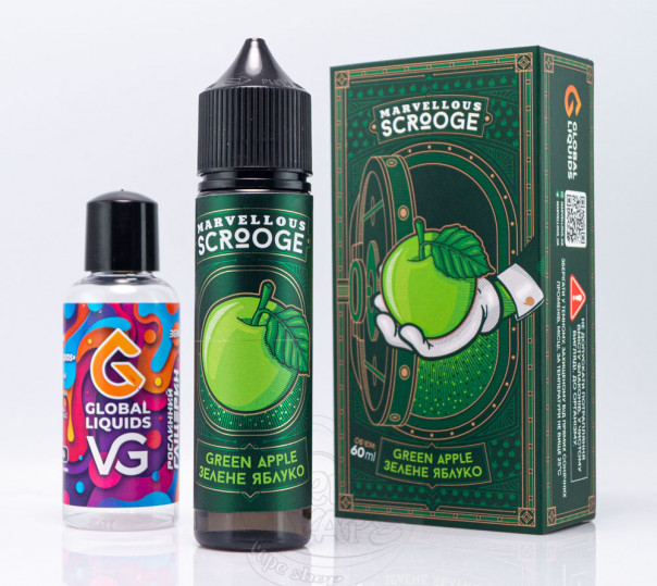 Рідина Marvellous Scrooge Organic Green Apple 60ml 3mg зі смаком зеленого яблука (набір компонентів)