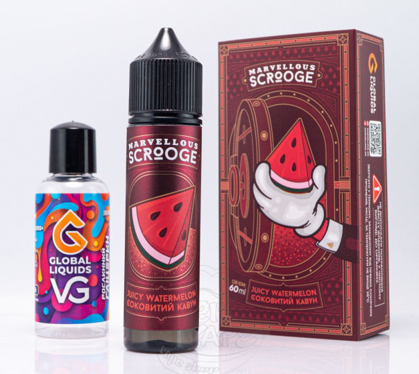 Жидкость Marvellous Scrooge Organic Juicy Watermelon 60ml 3mg со вкусом арбуза (набор компонентов)