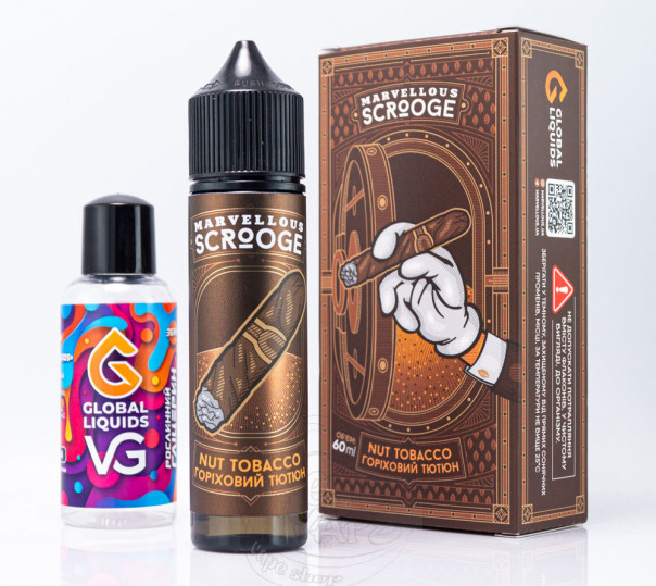 Рідина Marvellous Scrooge Organic Nut Tobacco 60ml 3mg зі смаком горіхового табаку (набір компонентів)