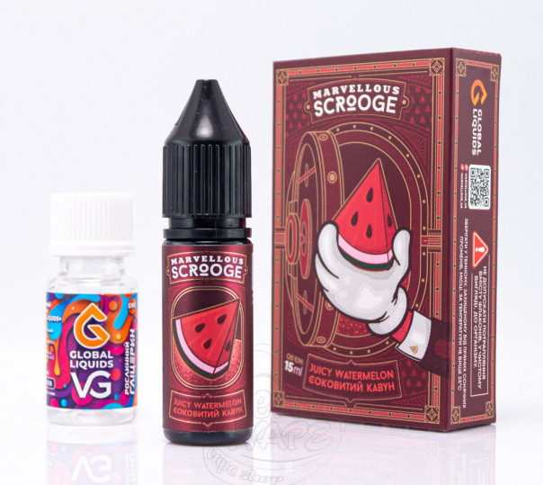 Рідина Marvellous Scrooge Salt Juicy Watermelon 15ml 65mg зі смаком кавуна (набір компонентів)