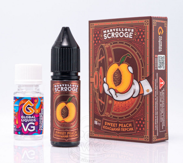 Рідина Marvellous Scrooge Salt Sweet Peach 15ml 50mg зі смаком песрику (набір компонентів)