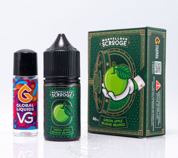 Жидкость Marvellous Scrooge Salt Green Apple 30ml 65mg со вкусом зеленого яблоко (набор компонентов)