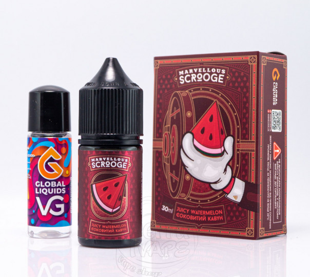 Рідина Marvellous Scrooge Salt Juicy Watermelon 30ml 65mg зі смаком кавуна (набір компонентів)