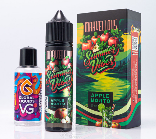 Рідина Marvellous Summer Vibes Organic Apple Mojito 60ml 3mg зі смаком яблуневого мохіто (набір компонентів)