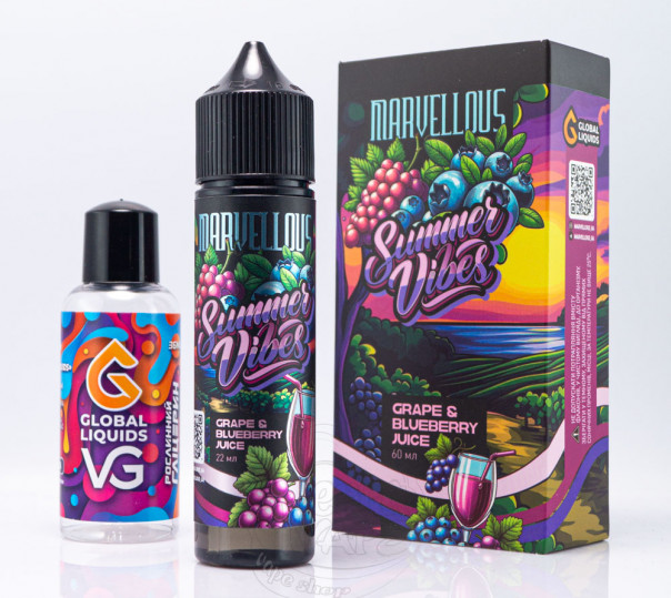 Рідина Marvellous Summer Vibes Organic Grape Blueberry Juice 60ml 3mg зі смаком чорниці та винограду (набір компонентів)