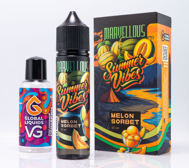 Рідина Marvellous Summer Vibes Organic Melon Sorbet 60ml 3mg зі смаком сорбету з дині (набір компонентів)