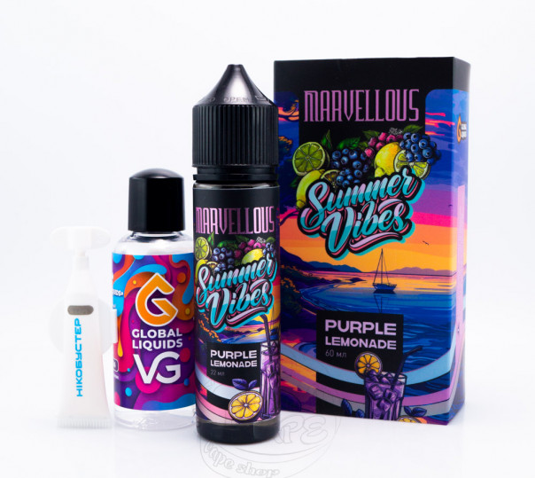 Рідина Marvellous Summer Vibes Organic Purple Lemonade 60ml 3mg зі смаком лимонаду з лохини (набір компонентів)