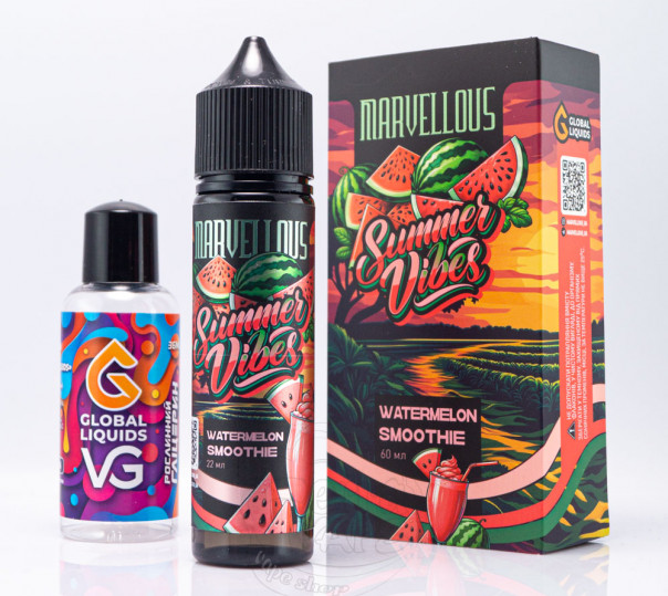 Рідина Marvellous Summer Vibes Organic Watermelon Smoothie 60ml 3mg зі смаком смузі з кавуну (набір компонентів)