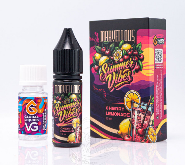 Рідина Marvellous Summer Vibes Salt Cherry Lemonade 15ml 50mg зі смаком вишневого лимонаду (набір компонентів)