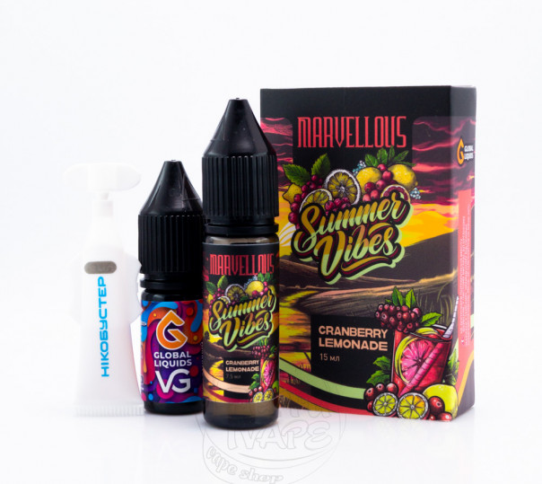 Рідина Marvellous Summer Vibes Salt Cranberry Lemonade 15ml 50mg зі смаком лимонаду з журавлини (набір компонентів)