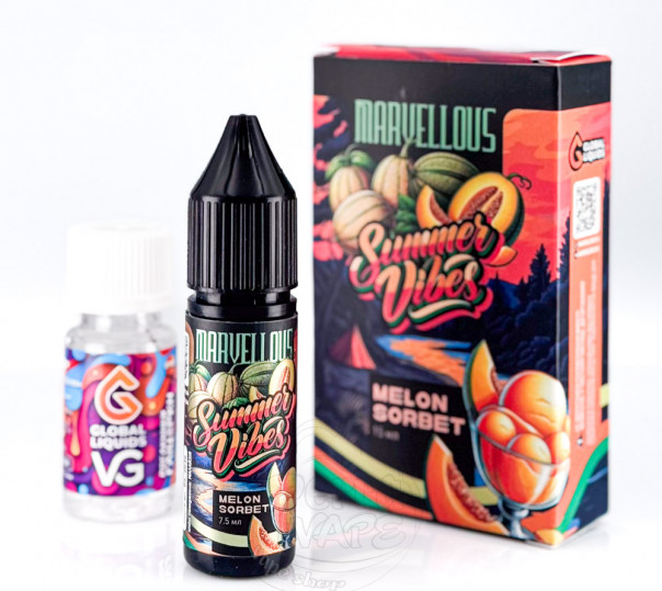 Жидкость Marvellous Summer Vibes Salt Melon Sorbet 15ml 50mg со вкусом дынного сорбета (набор компонентов)