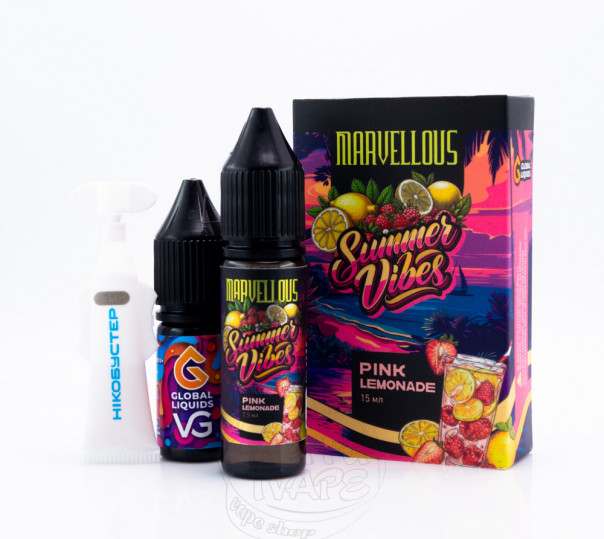 Рідина Marvellous Summer Vibes Salt Pink Lemonade 15ml 50mg зі смаком рожевого лимонаду (набір компонентів)