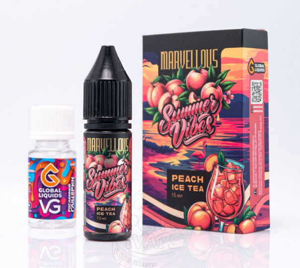 Рідина Marvellous Summer Vibes Salt Peach Ice Tea 15ml 50mg зі смаком персикового чаю (набір компонентів)