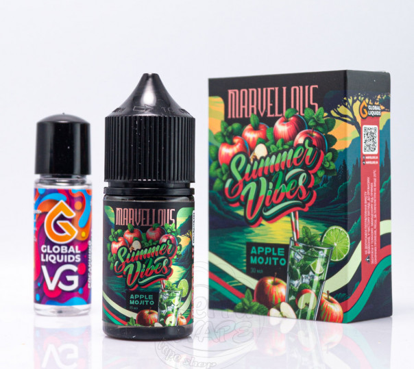 Рідина Marvellous Summer Vibes Salt Apple Mojito 30ml 50mg зі смаком яблуневого мохіто (набір компонентів)