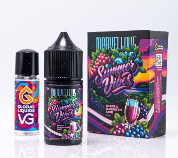 Жидкость Marvellous Summer Vibes Salt Grape Blueberry Juice 30ml 50mg со вкусом винограда и черники (набор компонентов)