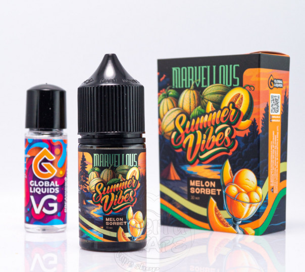 Жидкость Marvellous Summer Vibes Salt Melon Sorbet 30ml 50mg со вкусом сорбета из дыни (набор компонентов)