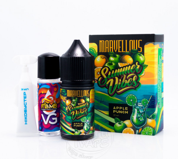 Рідина Marvellous Summer Vibes Salt Apple Punch 30ml 50mg зі смаком яблуневого пуншу (набір компонентів)