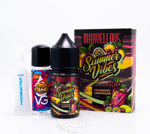 Рідина Marvellous Summer Vibes Salt Cranberry Lemonade 30ml 50mg зі смаком лимонаду з журавлини (набір компонентів)