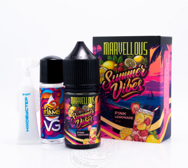 Рідина Marvellous Summer Vibes Salt Pink Lemonade 30ml 50mg зі смаком рожевого лимонаду (набір компонентів)