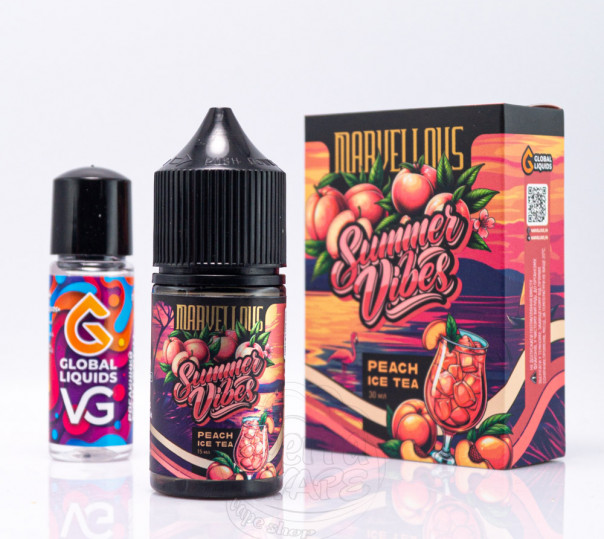 Рідина Marvellous Summer Vibes Salt Peach Ice Tea 30ml 50mg зі смаком персикового чаю (набір компонентів)