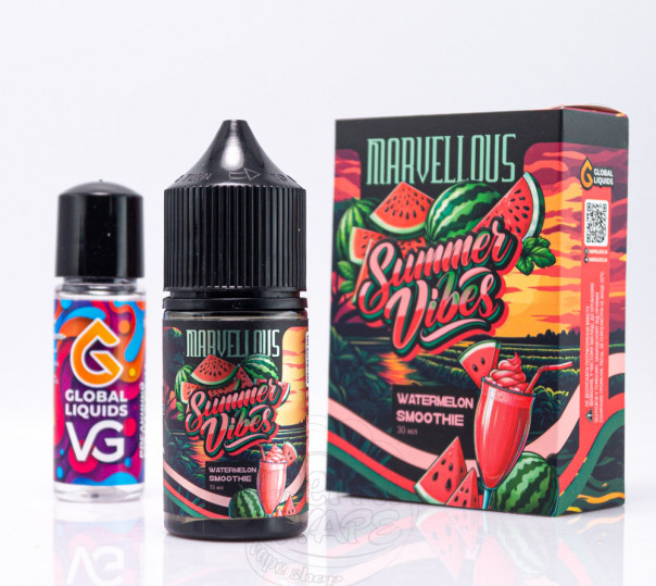 Жидкость Marvellous Summer Vibes Salt Watermelon Smoothie 30ml 50mg со вкусом арбузного смузи (набор компонентов)