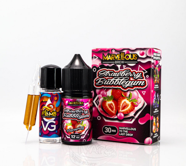 Рідина Marvellous Brew Salt Strawberry Bubblegum 30ml 50mg зі смаком жуйки з полуницею (набір компонентів)