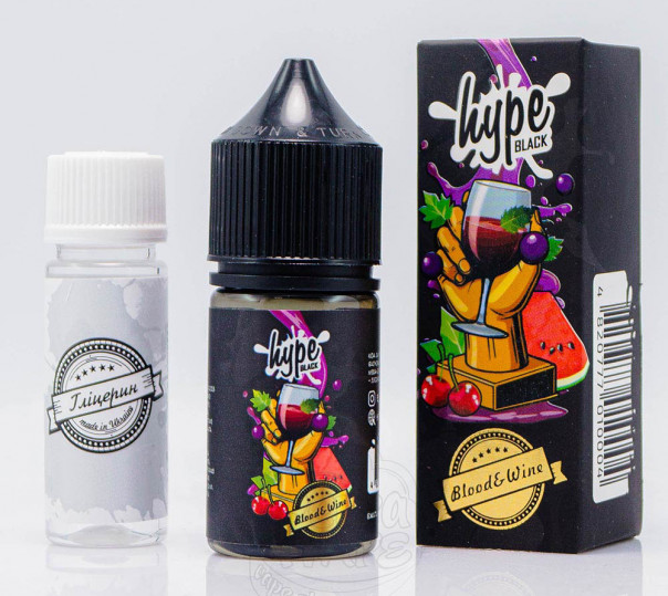 Рідина Hype Black Salt Blood Wine 30ml 50mg зі смаком винораду, вишні, кавуна та троянди (набір компонентів)