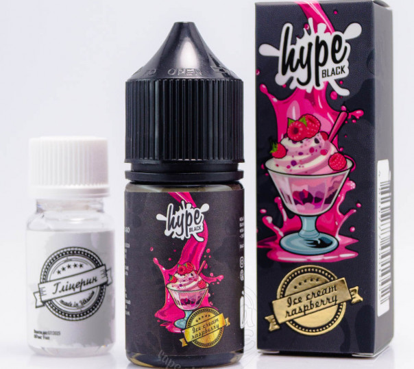 Рідина Hype Black Salt Ice Cream Raspberry 30ml 50mg зі смаком малинового морозива (набір компонентів)