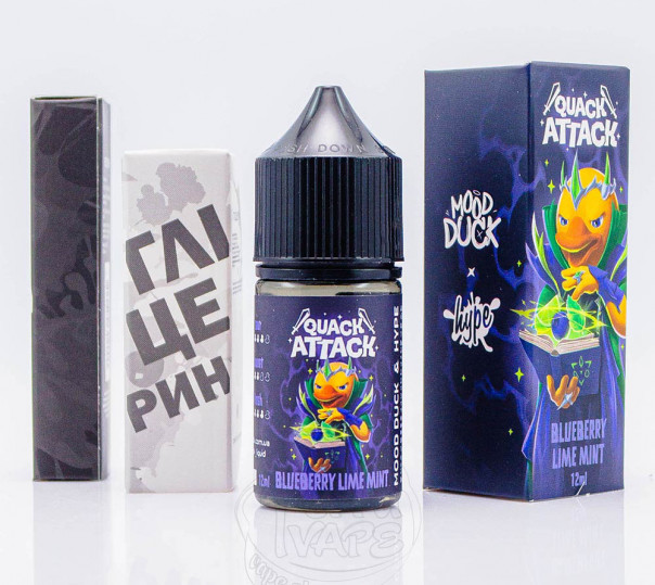 Рідина Hype x MoodDuck Quack Attack Salt Blueberry Lime Mint 30ml 50mg зі смаком чорниці, лайму та м'яти (набір компонентів)