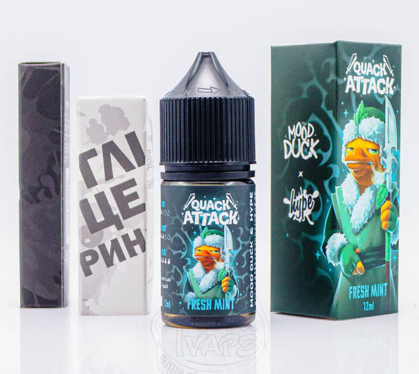Рідина Hype x MoodDuck Quack Attack Salt Fresh Mint 30ml 50mg зі смаком м'яти (набір компонентів)