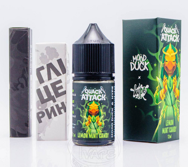 Рідина Hype x MoodDuck Quack Attack Salt Lemon Mint Candy 30ml 50mg зі смаком лимонно-м'ятної цукерки (набір компонентів)