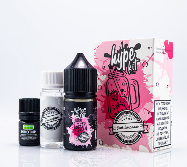 Жидкость Hype Salt Pink Lemonade 30ml 50mg со вкусом розового лимонада (набор компонентов)