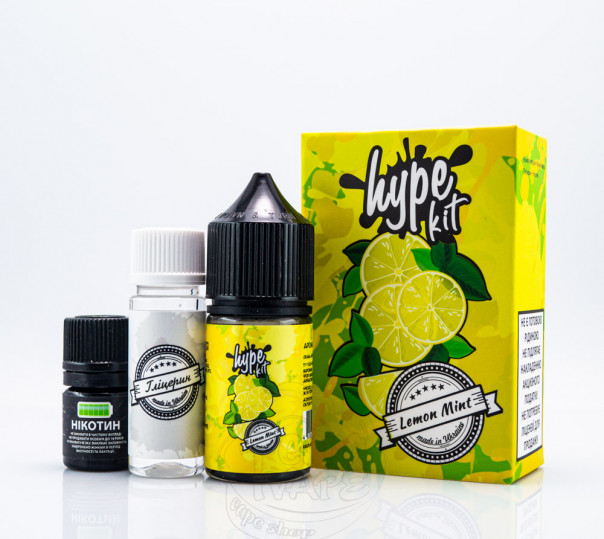 Жидкость Hype Salt New Lemon Mint 30ml 25mg со вкусом лимона с мятой (набор компонентов)