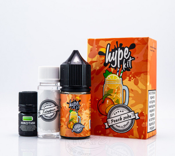 Рідина Hype Salt New Peach Soda 30ml 50mg зі смаком персикового лимонаду (набір компонентів)
