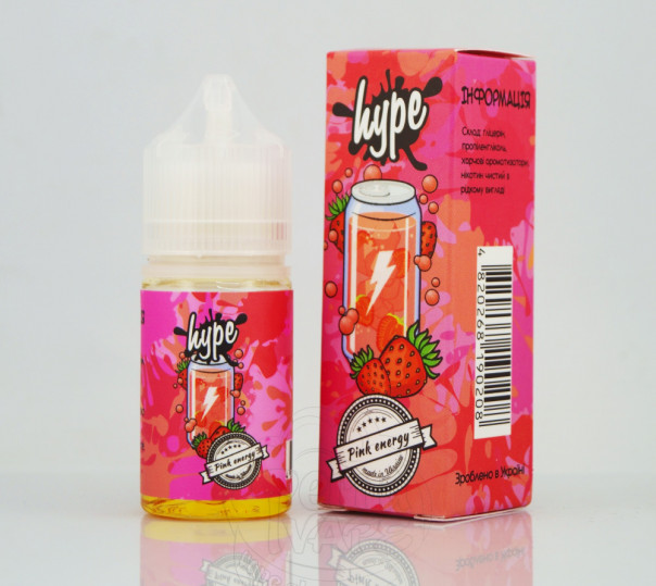 Рідина Hype Salt New Pink Energy 30ml 30mg на сольовому нікотині зі смаком полуничного енергетика