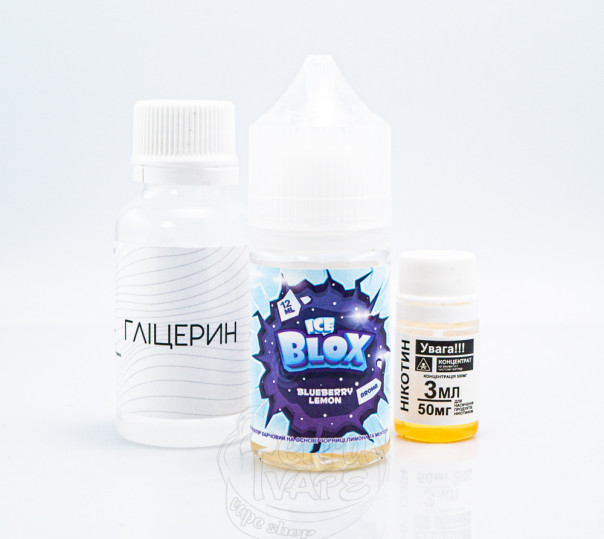Рідина Ice Blox Salt Blueberry Lemon 30ml 50mg зі смаком холодної чорниці з лимоном (набір компонентів)